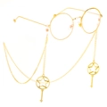 Golden round frame glasses featuring a non-slip metal chain with five-point star pendants - Five-Star Magic Wand Pendant Gold Style