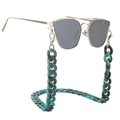 Blue marble acrylic glasses chain with gold metal sunglasses on a white background - Blue-Green Marble Pattern Style (B)