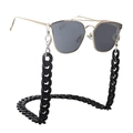 Fashionable black chunky acrylic eyewear chain with silver metal lobster clasps - Black Style (C)
