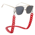 Gold aviator sunglasses with a thick bold red acrylic link chain on white background - Bright Red Style (D)