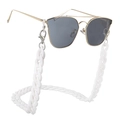 Detailed view of thick white acrylic link eyeglass chain with silver lobster clasps - Pure White Style (E)