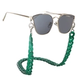 Detail of dark green acrylic link chain with gold metal clips for eyewear attachment - Dark Green Translucent Style (F)