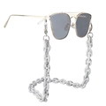 Retro aviator sunglasses with black and white marble acrylic eyeglass chain link - Grey Marble (B)