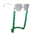 Detail of green acrylic chain link attached to gold metal sunglasses frame - Dark Green (E)