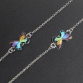 Silver eyewear chain with colorful gradient butterfly pendants on a dark background - Silver (Colorful Butterfly)