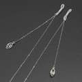 Silver metal eyewear chain with marquise zirconia pendants and non-slip rubber loops - Marquise Zircon Pendant Style / Silver