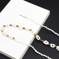 Minimalist handmade braided eyewear chain with natural sea shells and golden lobster clasps - Handmade Beaded Shell Style (GL342) / Gold