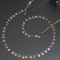 Fashion gold chain eyewear strap with hollow round pendants and silicone loops for glasses - Gold