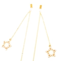 Gouden brillenketting met ster-hangers en witte parels op een strakke witte achtergrond - Goud