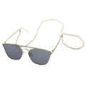 Chique gouden zonnebril met crème kokosnoot kralen koord voor dames mode accessoires - Gouden Kokosnootschil Kralen Stijl