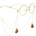 Golden anti-slip eyewear chain featuring Halloween pumpkin wizard hat pendants - Gold Pumpkin Witch Hat Style