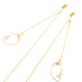 Golden anti-slip eyewear chain with abstract hollow face pendants and silicone loops - Gold