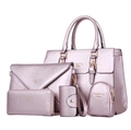 Set di borse da donna viola chiaro metallizzato 5 pezzi con finiture in metallo dorato - Viola Chiaro