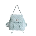 Chic light blue quilted backpack with metallic chain handle and turn-lock closure - Blue