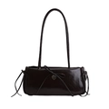 Borsa sottospalla in pelle verniciata marrone scuro con fiocco e pendente a cuore - Marrone