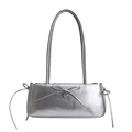 Borsa sottospalla rettangolare argento con fiocco in pelle e ciondolo a cuore - Argento