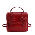Bolso elegante de charol rojo con detalle de lazo y acabado brillante para mujer - Rojo