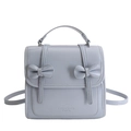 Mini mochila de cuero PU azul claro con lazos decorativos y asa superior para mujer - Azul