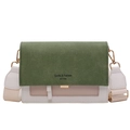 Borsa a tracolla tricolore con patta in pelle scamosciata verde e tracolla bianca - Verde