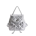 Mini silver quilted backpack with metallic finish and elegant chain handle detail - Silver