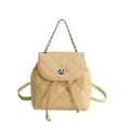 Chic cream quilted backpack with silver twist lock and chain handle for women - Yellow