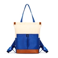 Zaino in nylon impermeabile multicolore beige blu e marrone con spallacci regolabili - Blu