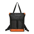 Zaino e borsa a mano convertibile in nylon impermeabile nero con finiture arancioni vivaci - Nero