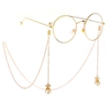Gouden brillenketting met antislip siliconen lussen en elegante kroon parelhanger - Gouden Kroon Parel Stijl