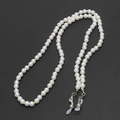 Elegant 70cm gold beaded pearl glasses chain with secure rubber loops and metal clasps - Pearl Style (GL215)