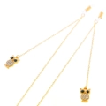 Gouden antislip metalen brillenkoord met een uil-hanger ingelegd met fonkelende strassteentjes - Gouden Uil Hanger Stijl