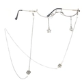 Silver metal half-frame glasses with star charms, zircon chains, and bead pendants - Silver