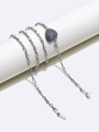 Catenina per occhiali in metallo argento con ciondolo a cuore grigio e passanti - Catena d'Argento Cuore Floccato Grigio
