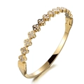 Polished gold-plated stainless steel clover bangle set with sparkling rhinestones - Gold Clover Rhinestone Bangle