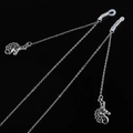 Catenella per occhiali argentata con ciondolo a unicorno e passanti in silicone antiscivolo - Stile Pendente Unicorno/Cavalluccio Marino Argento