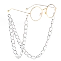 Retro ronde gouden bril met een dikke zilveren metalen brilketting accessoire - Zilver