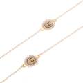 Elegant gold metal glasses chain with rhinestone-studded vintage portrait pendant charms - Gold