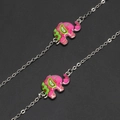 Silver chain eyewear strap with colorful bohemian style enamel elephant pendants - Pink Elephant Pendant Silver Chain (GL236)