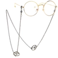 Golden punk peace symbol glasses chain with non-slip loops for sunglasses and round frames - Gold