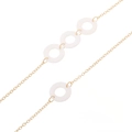 Minimalist gold chain eyewear strap featuring white circular shell charm accents - Round Shell Style / Gold