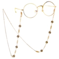 Fashion gold eyewear chain with hollow pattern beads and anti-slip rubber loops - Sphere