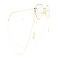 Golden round metal eyewear frame with non-slip decorative letter pendant chain - Gold Letter Pendant Style (GA029) / Gold
