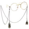 Cadena de gafas punk con casco romano y gafas redondas doradas vintage - Estilo de Casco Espartano de Bronce (GL115)