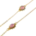 Catena per occhiali dorata con pendenti in cristallo rosa a goccia e dettagli blu - Stile Goccia d'Acqua Cristallo Rosa Dorato (GL107)