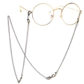 Retro punk gouden ronde bril met metalen ketting en LOVE-letterbedels eraan - Brons LOVE Stijl