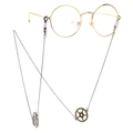 Steampunk bronze eyewear chain with industrial gear charms and vintage round gold frames - Steampunk Gear Style (Bronze)