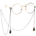 Retro Punk Brillen-Kette mit Bronze-Schneemann-Anhängern und rutschfester Metallkordel - Schneemann / Bronze