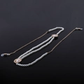 Elegant pearl glasses chain with gold alloy accents on a black reflective surface - Pearl Flower Style (GL146)