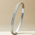 Versilbertes H-förmiges Armband mit Zirkonia-Besatz und glänzend polierter Oberfläche - Silber Zirkon Stil (39-D-8)