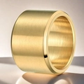 Bague large minimaliste pour homme en finition dorée avec texture en métal brossé - Taille 6 / Style Brossé (32-C-1) / Or