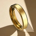 Golden stainless steel ring with polished beveled edges for men and women - US 7 / 6mm / Gold Double Beveled Polished